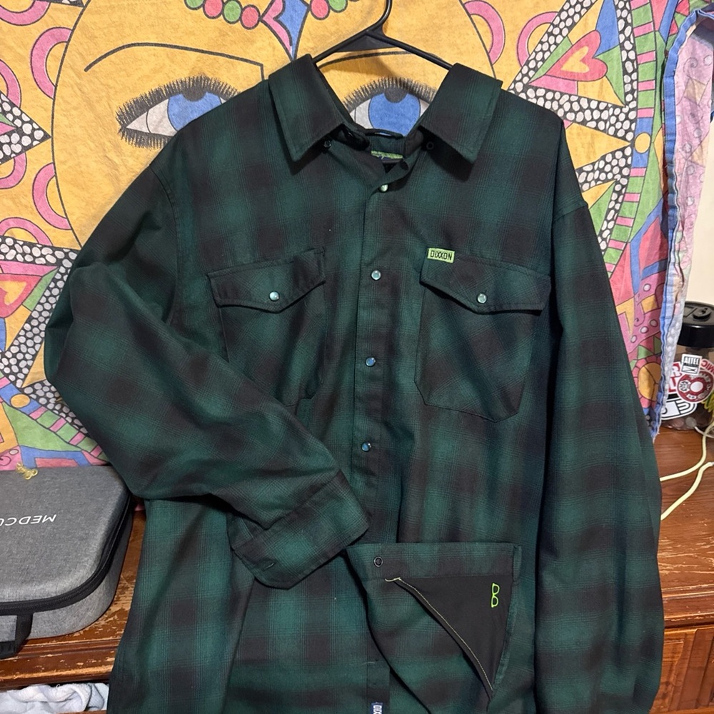 Dixxon Absinthe Flannel Shirt - Rare Snap Button Mod & Eyeglass Wiper (XXL)
